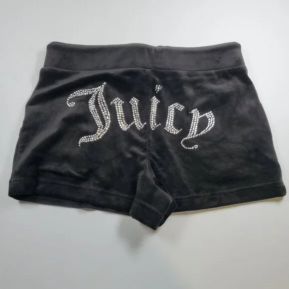 Juicy Couture Bling Velour Shorts Women Size Small NWT High Waisted Y2K - Picture 4 of 12
